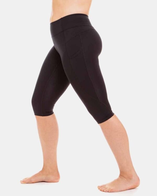 Fabfeat Mid-Rise Crop Leggings with Pockets – Classic Black