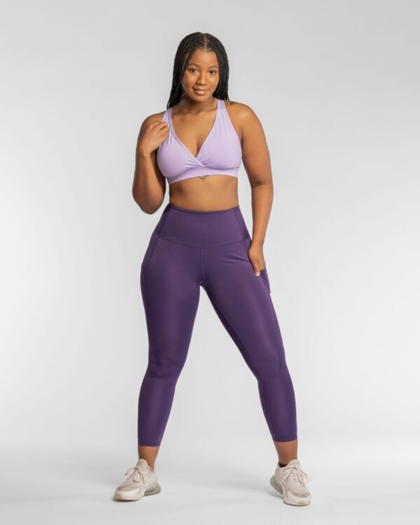 Fabfeat High-Waist Pocket Leggings – Vibrant Purple Comfort